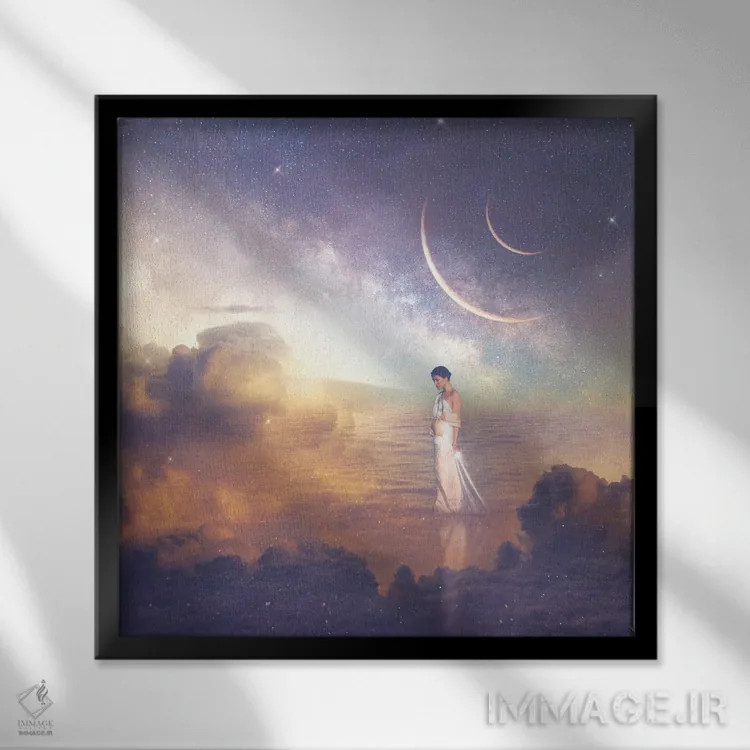 تابلو دکوراتیو سفر درونی اثر مدنایت مون ویژوالز - نمای قابدار مشکی