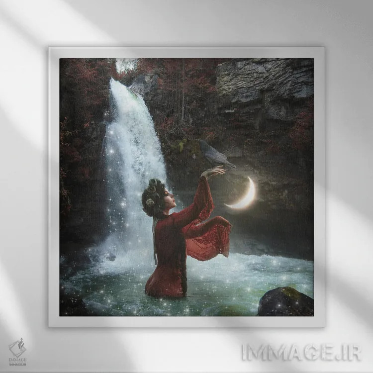 تابلو دکوراتیو جادوی پاییز اثر مدنایت مون ویژوالز - نمای قابدار سفید