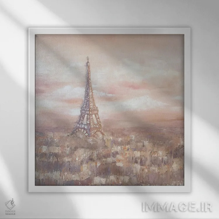 تابلو انتزاعی سپیده دم در پاریس اثر کریستینا مالن - نمای قابدار سفید