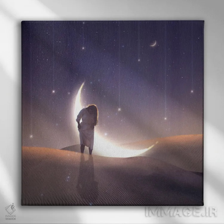 تابلو دکوراتیو رویاهای صحرا اثر مدنایت مون ویژوالز - نمای روبهرو روی دیوار