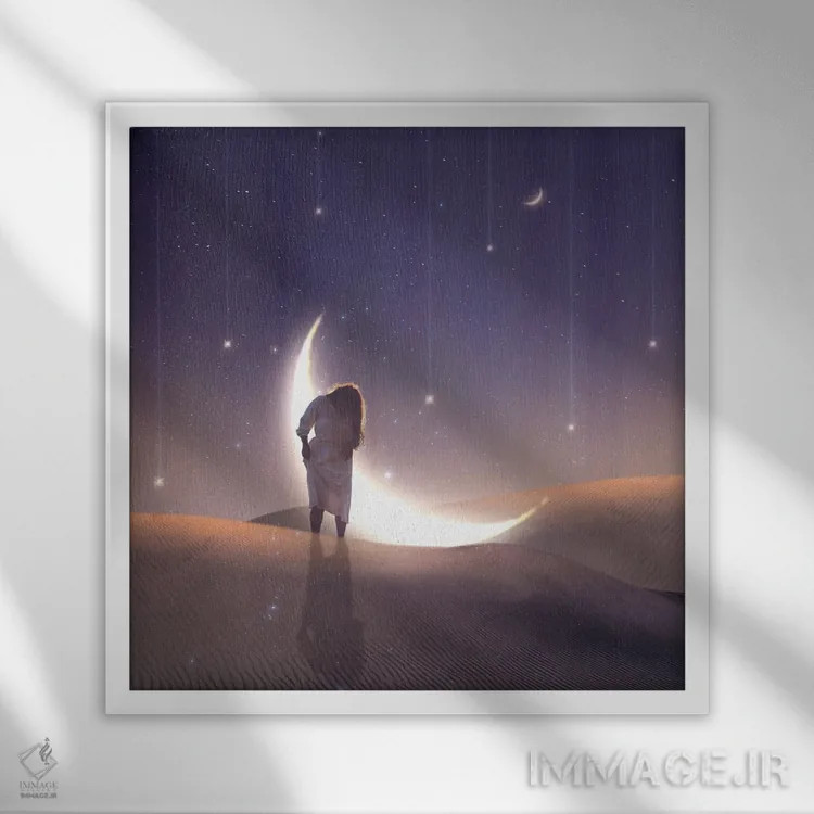 تابلو دکوراتیو رویاهای صحرا اثر مدنایت مون ویژوالز - نمای قابدار سفید