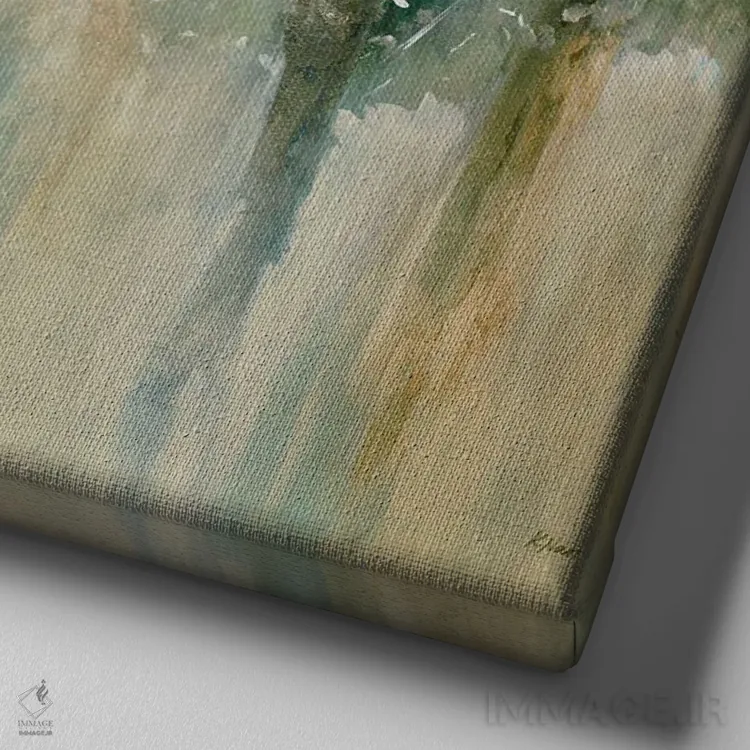 تابلو انتزاعی برگ های روستایی II اثر کی. ناری - نمای نزدیک بافت بوم