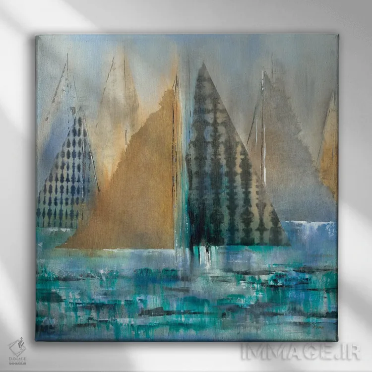 تابلو انتزاعی رها شدن II اثر کی. ناری - نمای روبهرو روی دیوار