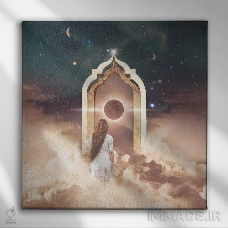 تابلو دکوراتیو دروازه صحرا اثر مدنایت مون ویژوالز - نمای روبهرو روی دیوار