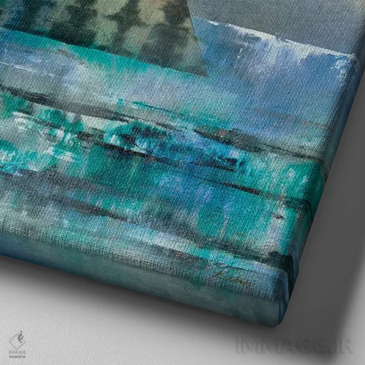 تابلو انتزاعی رها شدن II اثر کی. ناری - نمای نزدیک بافت بوم