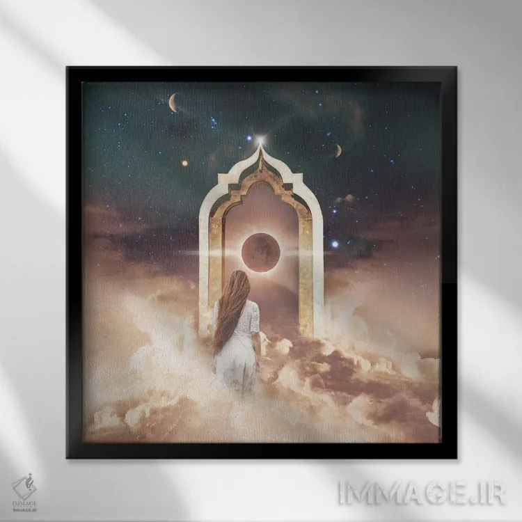 تابلو دکوراتیو دروازه صحرا اثر مدنایت مون ویژوالز - نمای قابدار مشکی