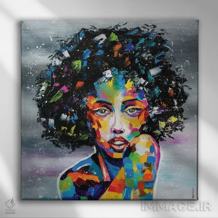 تابلو دکوراتیو دختر مرموز اثر کوپتسووا آرت - نمای روبهرو روی دیوار