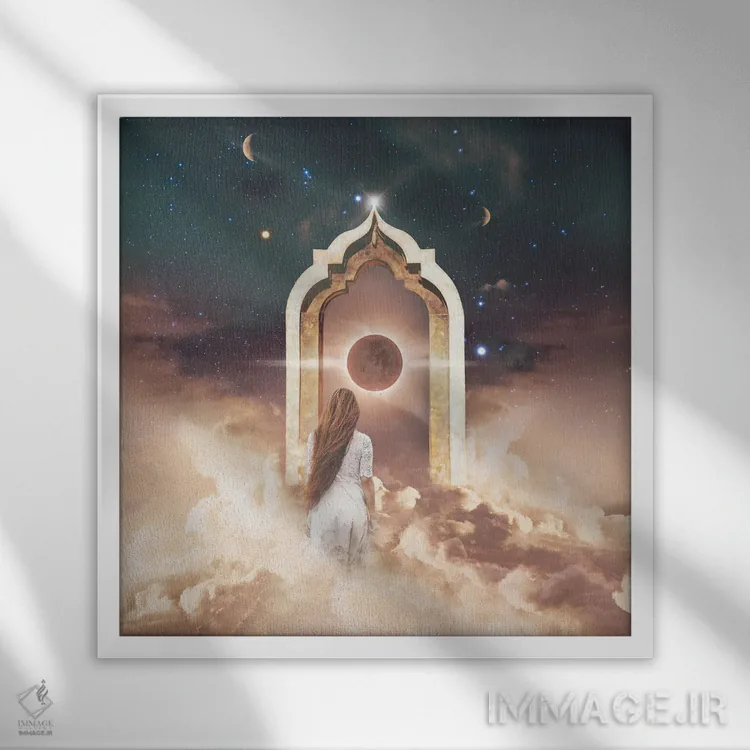 تابلو دکوراتیو دروازه صحرا اثر مدنایت مون ویژوالز - نمای قابدار سفید