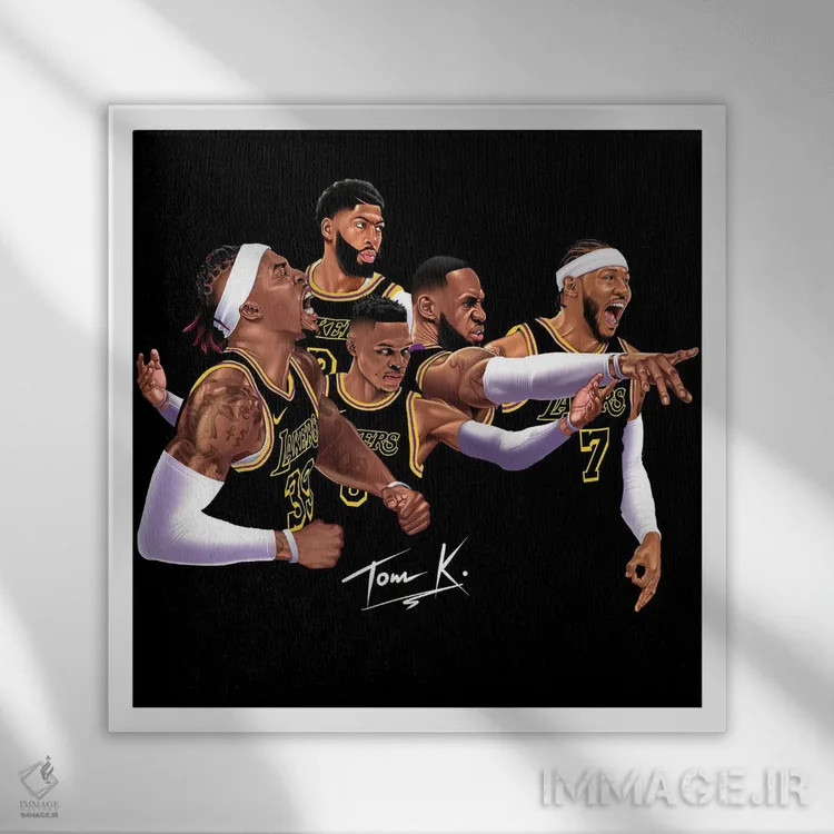 تابلو دکوراتیو نمایش لیکرز اثر تام کینگو - نمای قابدار سفید