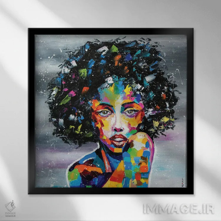 تابلو دکوراتیو دختر مرموز اثر کوپتسووا آرت - نمای قابدار مشکی