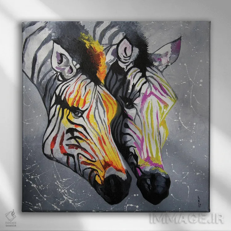 تابلو دکوراتیو گورخرها اثر کوپتسووا آرت - نمای روبهرو روی دیوار