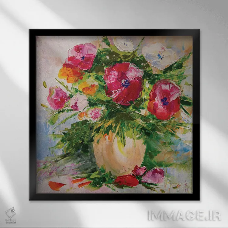 تابلو دکوراتیو گل های وحشی اثر کوپتسووا آرت - نمای قابدار مشکی