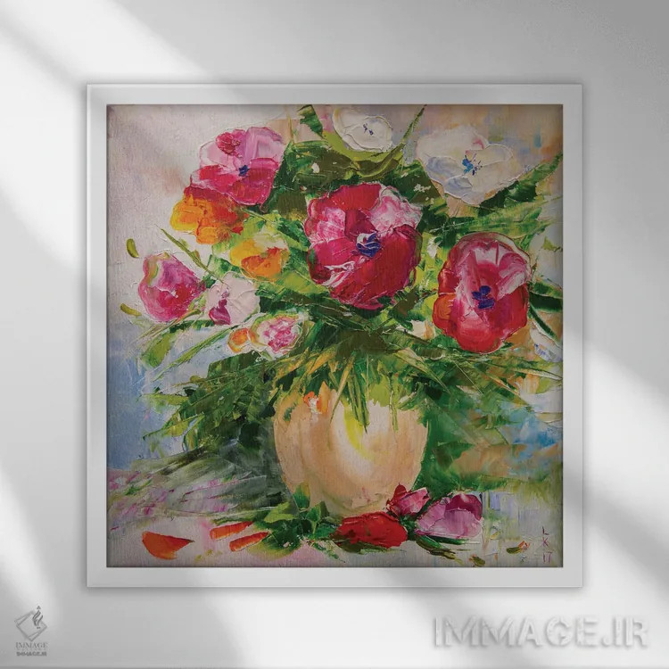 تابلو دکوراتیو گل های وحشی اثر کوپتسووا آرت - نمای قابدار سفید