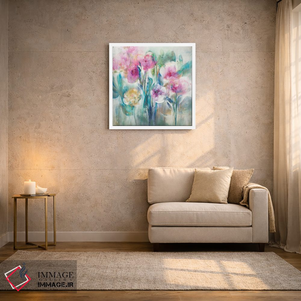 تابلو انتزاعی گل صدتومانی اثر کی. ناری - D1W