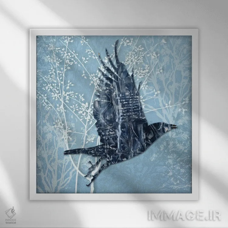 تابلو دکوراتیو در حال پرواز II اثر کارن اسمیت - نمای قابدار سفید