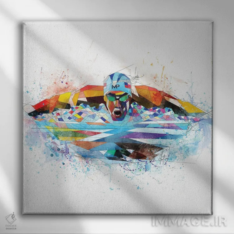 تابلو دکوراتیو مایکل فلپس اثر کاتیا اسکای - نمای روبهرو روی دیوار