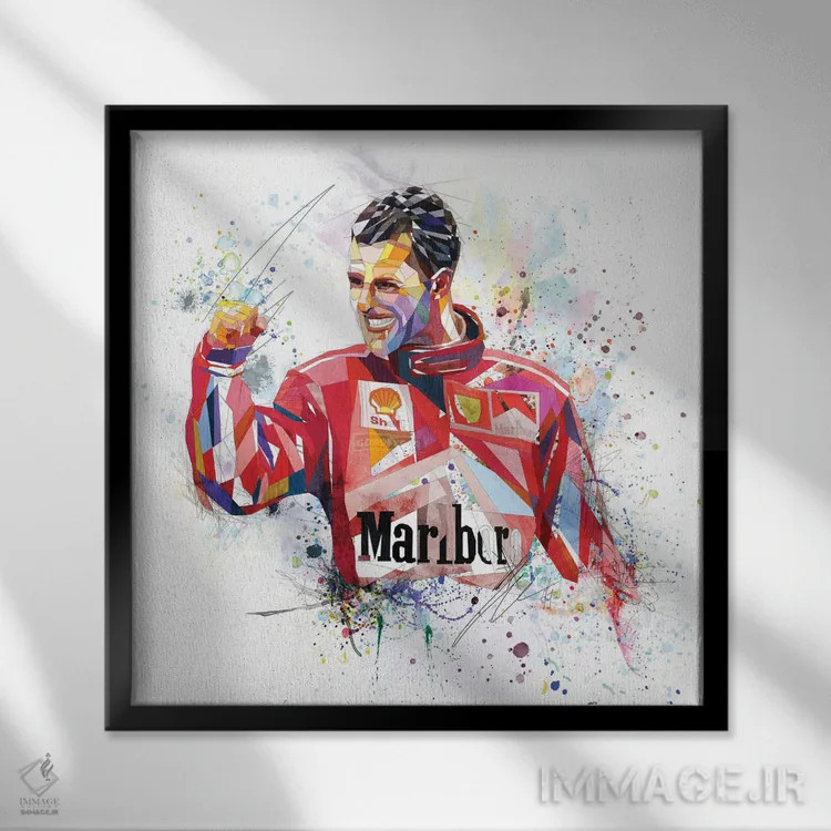 تابلو دکوراتیو مایکل شوماخر اثر کاتیا اسکای - نمای قابدار مشکی