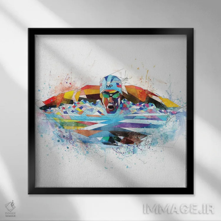 تابلو دکوراتیو مایکل فلپس اثر کاتیا اسکای - نمای قابدار مشکی