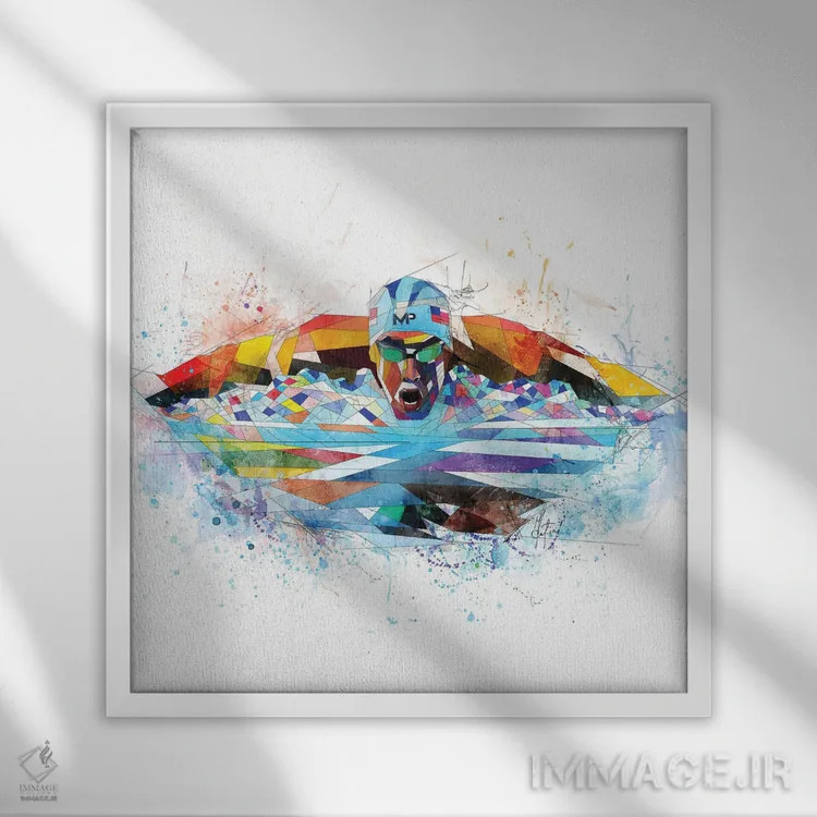 تابلو دکوراتیو مایکل فلپس اثر کاتیا اسکای - نمای قابدار سفید