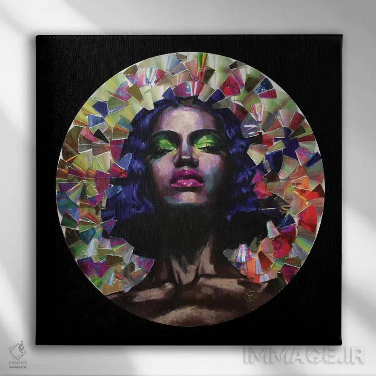 تابلو دکوراتیو دختر در آینه اثر کاترینا بورتسووا - نمای روبهرو روی دیوار