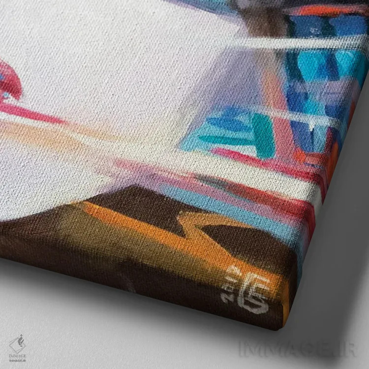 تابلو دکوراتیو حرکت نئونی اثر کاترینا بورتسووا - نمای نزدیک بافت بوم