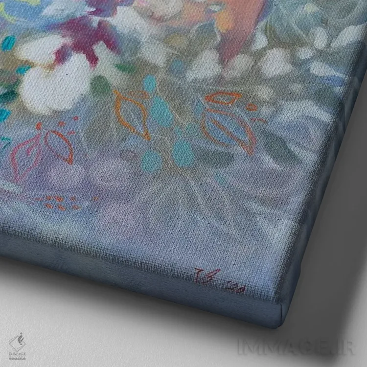 تابلو دکوراتیو پری گل های رز اثر کاتارینا والوا - نمای نزدیک بافت بوم