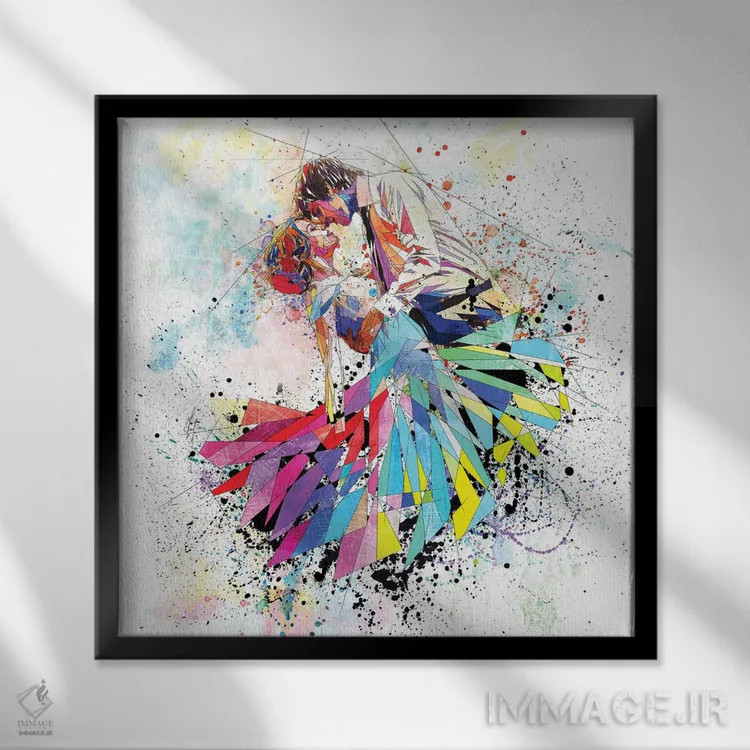 تابلو دکوراتیو ازدواج خوشبخت اثر کاتیا اسکای - نمای قابدار مشکی