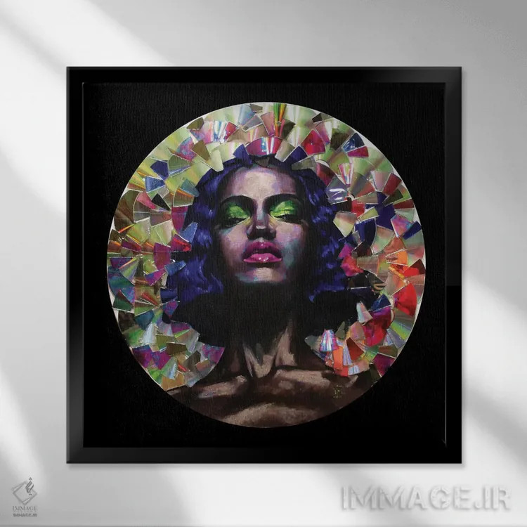 تابلو دکوراتیو دختر در آینه اثر کاترینا بورتسووا - نمای قابدار مشکی