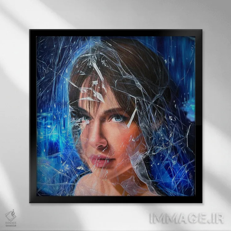 تابلو دکوراتیو جوانی اثر کرستنی - نمای قابدار مشکی