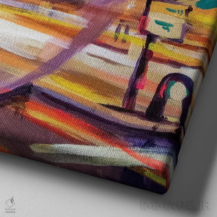 تابلو دکوراتیو نور شهر اثر کاترینا بورتسووا - نمای نزدیک بافت بوم