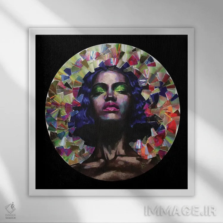 تابلو دکوراتیو دختر در آینه اثر کاترینا بورتسووا - نمای قابدار سفید