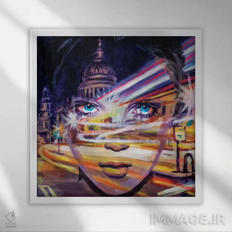 تابلو دکوراتیو نور شهر اثر کاترینا بورتسووا - نمای قابدار سفید