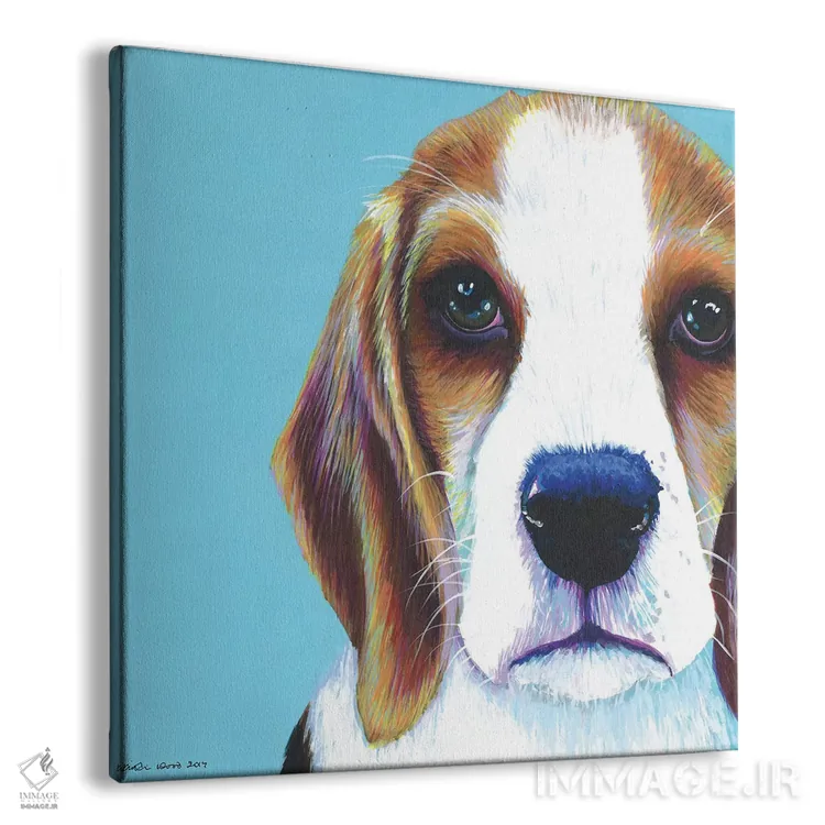 تابلو دکوراتیو بیگل روی آبی آبی، مربع اثر کیرستین وود - نمای پرسپکتیو محصول