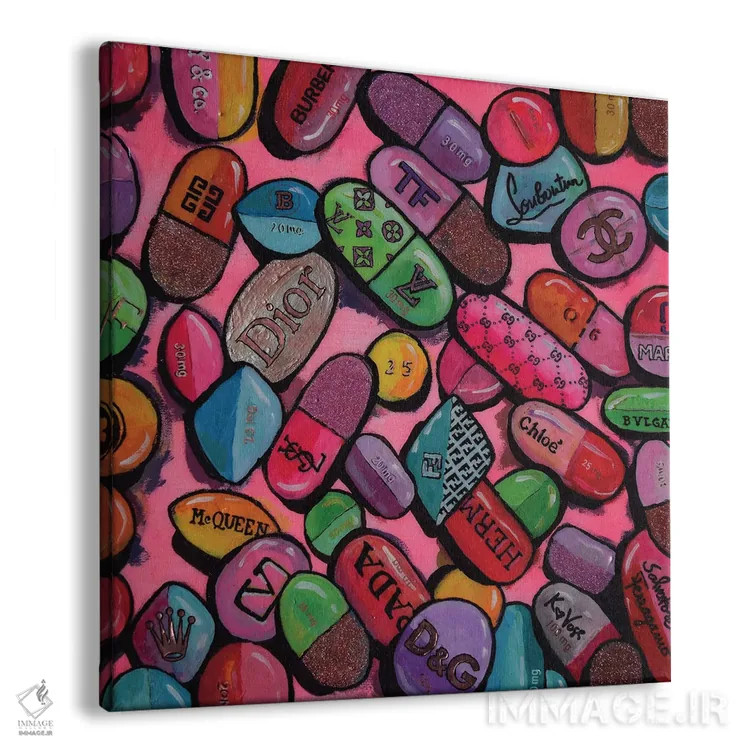 تابلو دکوراتیو مواد مخدر طراحی شده اثر کریستین ووس - نمای پرسپکتیو محصول