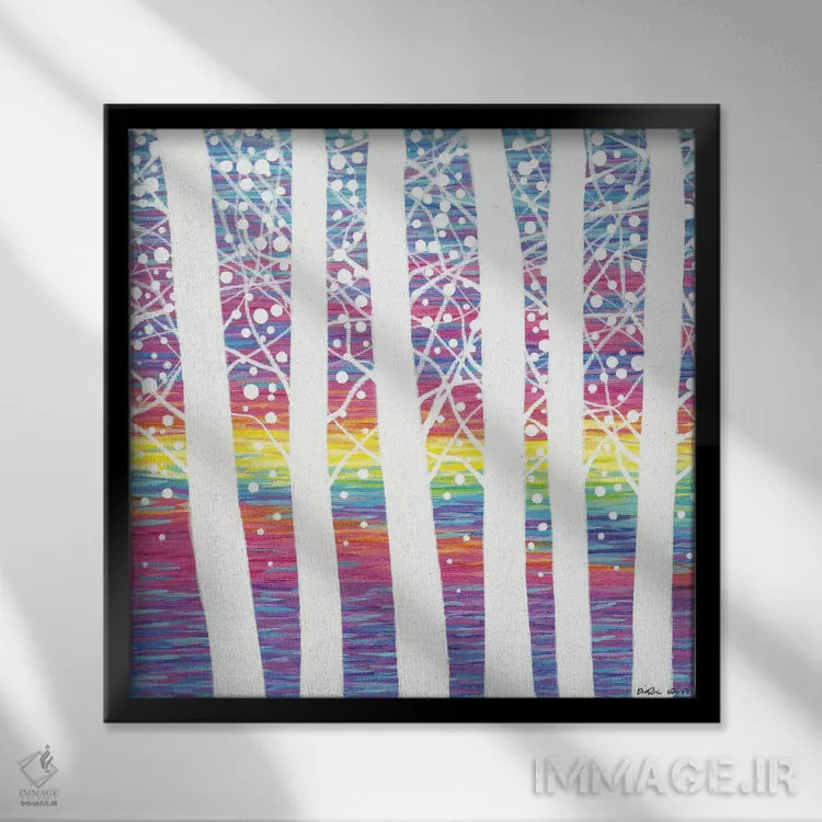 تابلو مینیمال جنگل شماره ۱ اثر کیرستین وود - نمای قابدار مشکی