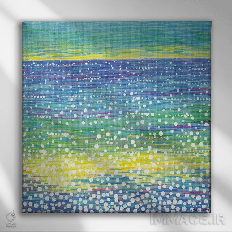 تابلو انتزاعی منظره دریایی شماره ۱۲ اثر کیرستین وود - نمای روبهرو روی دیوار