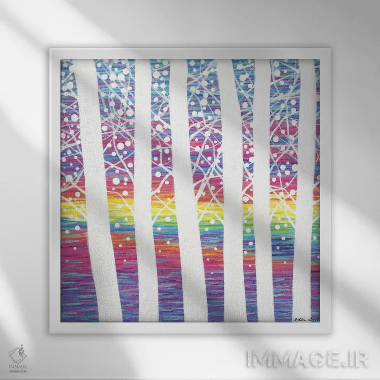 تابلو مینیمال جنگل شماره ۱ اثر کیرستین وود - نمای قابدار سفید