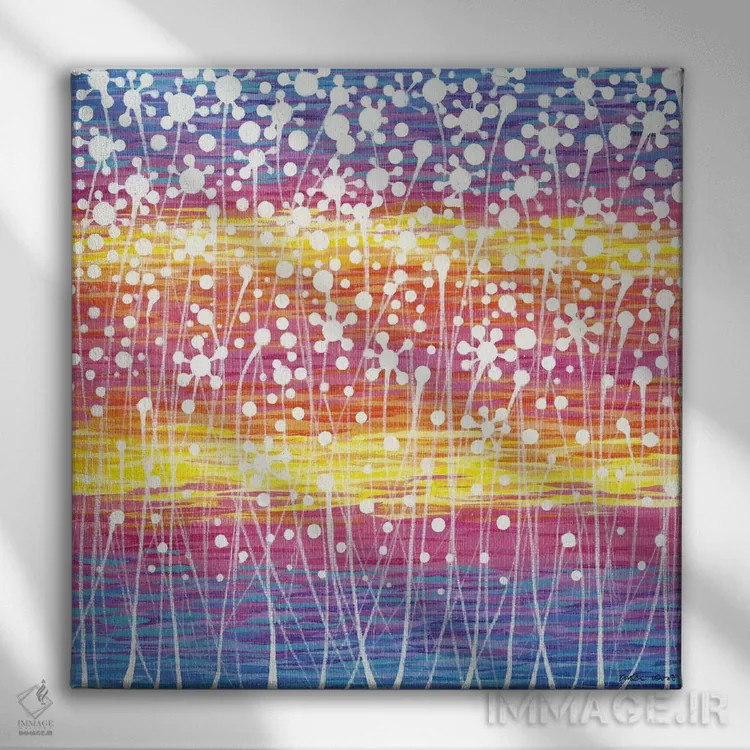 تابلو مینیمال گل های وحشی اثر کیرستین وود - نمای روبهرو روی دیوار