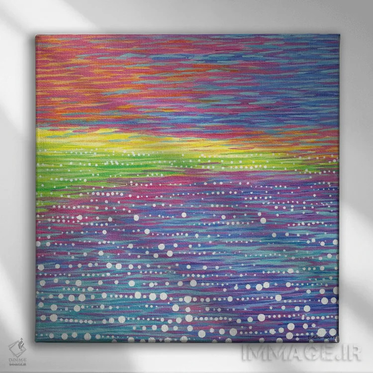 تابلو انتزاعی منظره دریایی شماره ۹ اثر کیرستین وود - نمای روبهرو روی دیوار