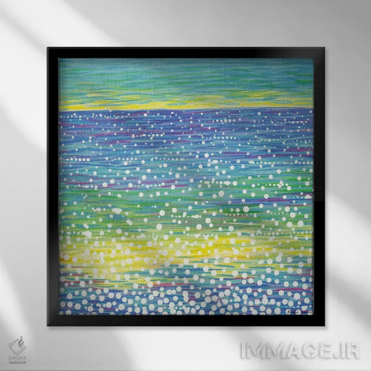 تابلو انتزاعی منظره دریایی شماره ۱۲ اثر کیرستین وود - نمای قابدار مشکی