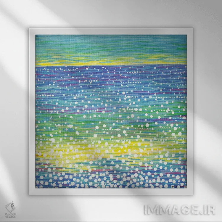 تابلو انتزاعی منظره دریایی شماره ۱۲ اثر کیرستین وود - نمای قابدار سفید