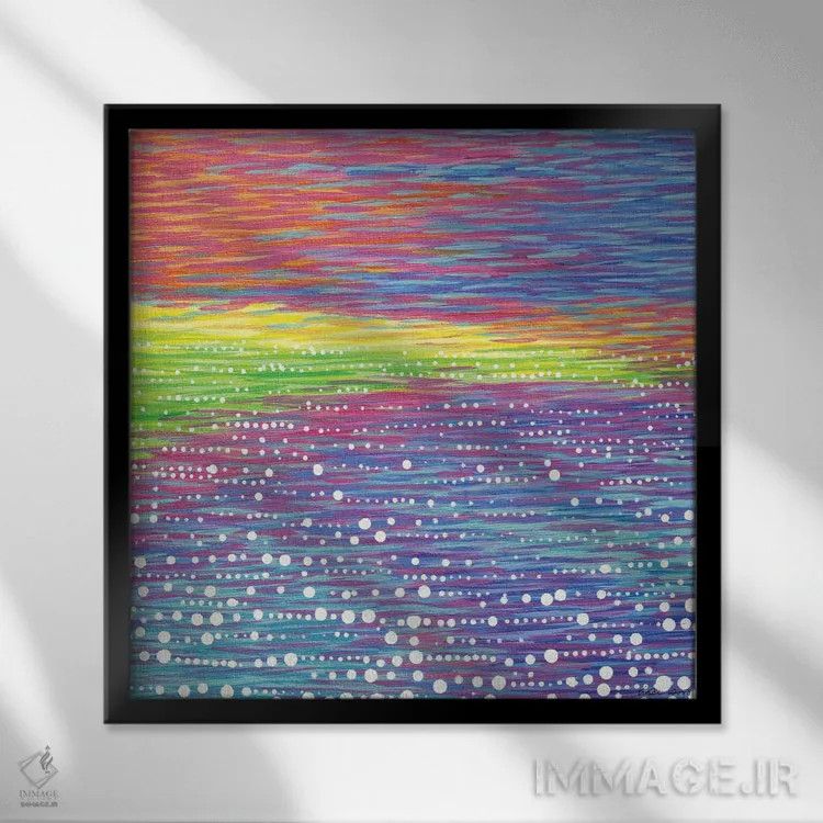 تابلو انتزاعی منظره دریایی شماره ۹ اثر کیرستین وود - نمای قابدار مشکی