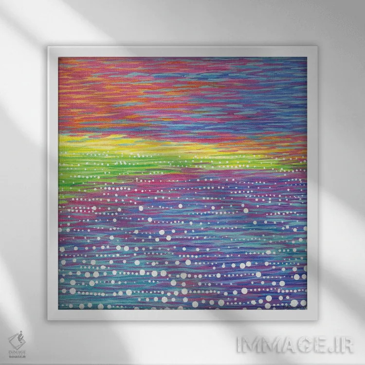 تابلو انتزاعی منظره دریایی شماره ۹ اثر کیرستین وود - نمای قابدار سفید