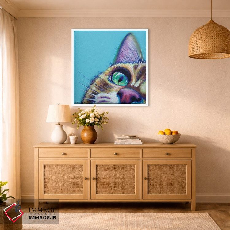 تابلو دکوراتیو سگ قهوه ای روی فیروزه ای اثر کیرستین وود - D1W