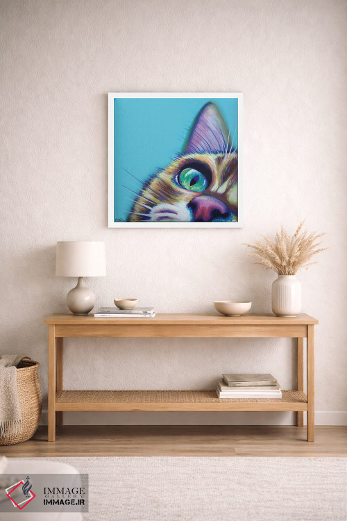 تابلو دکوراتیو سگ قهوه ای روی فیروزه ای اثر کیرستین وود - D4W