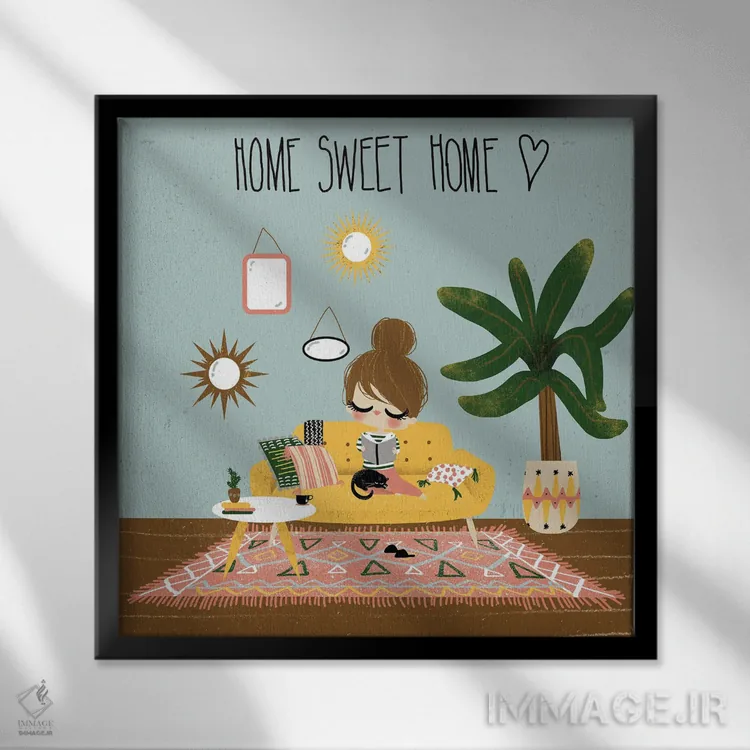 تابلو مینیمال خانه، جای امن اثر کانزیلو - نمای قابدار مشکی