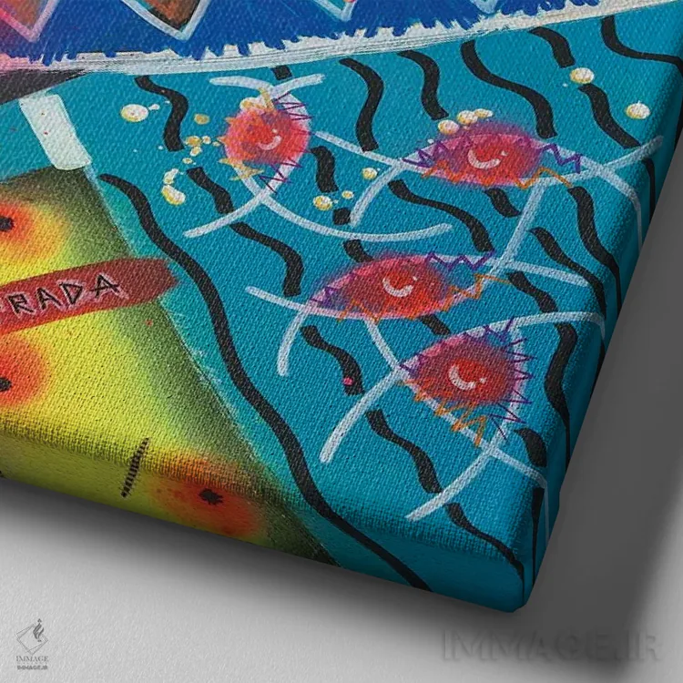 تابلو دکوراتیو رستاخیز آتلانتیک اثر نوا لاتار - نمای نزدیک بافت بوم