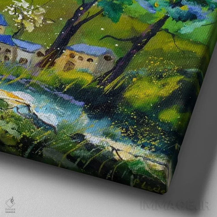 تابلو دکوراتیو بهار در روستای من اثر پل لدنت - نمای نزدیک بافت بوم