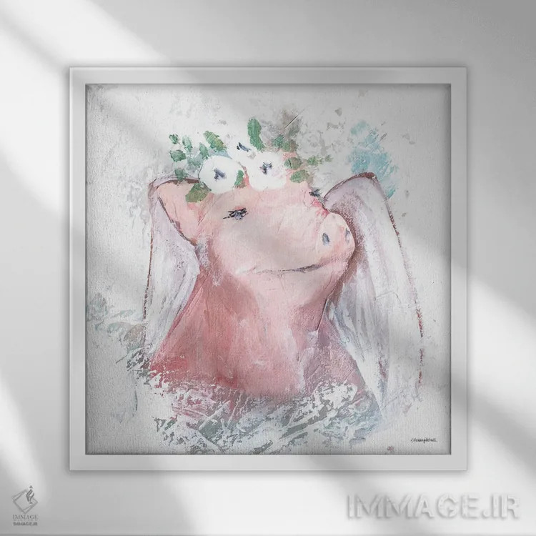 تابلو مدرن خوک ها پرواز می کنند اثر مکنزی کیسل - نمای قابدار سفید