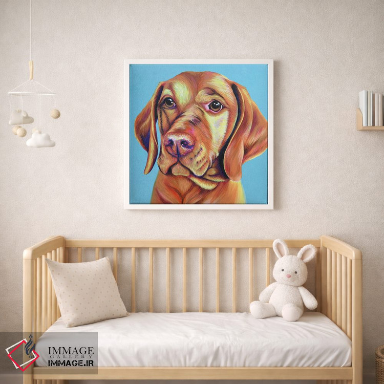 تابلو دکوراتیو ویزلا روی زمینه آبی تخم مرغی اثر کیرستین وود - D1W